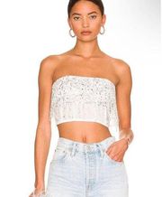 No Big Deal (NBD) Shreya Sequin Crop Top in White XL New FLAW