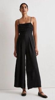 Madewell  Ruched Crop Straight-Leg Jumpsuit Black