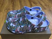 Purple Butterfly Print Clogs Mules Sandals Shoes New