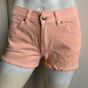 Billabong 2.5” peach cutoff denim jean shorts size 26