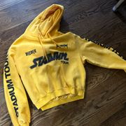 Justin Bieber Purpose Tour Stadium Crop-Top Hoodie Sweatshirt Size Large Yellow