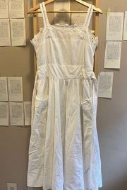 White Eyelet Sundress Tank Apron Rare with Pockets