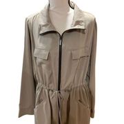 Torrid Utility Jacket Tan Twill Cinched Tie Waist 4-Pocket Thigh Length Wmn Sz 1