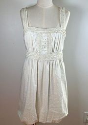 BCBG Max Azria Women's Sleeveless A-Line Dress White Cotton Size Large