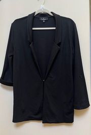 Lulus Black Ponte Knit Hook & Eye Closure Longline Blazer See Description