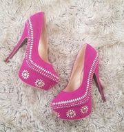 Scene Lilias Studded Velvet Pumps Hot Pink Size 9