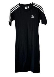 Adidas Black with White Stripe Short Sleeve Athletic T-Shirt Dress Womens Small