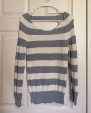 Cutout back striped sweater