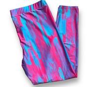 Everlast Leggings Fuchsia Pink Blue Abstract Art Print Activewear Size XL