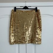 Marc New York Gold Side Zip Sequin Mini Skirt