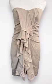 BCBG MaxAzria Gina Strapless Mini Dress Ruffled Silky Size 2