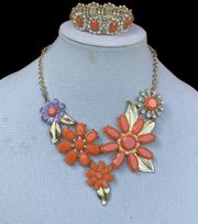 Flower Statement Necklace With Matching Bracket