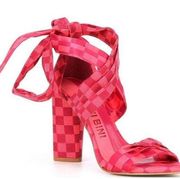 Gianni Bini Astraahh Colorblock Ankle Wrap Bow Block Heel Sandals