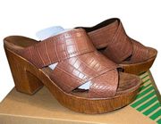 Womens High Heeled Sandals Dress Shoes Open Toe Brown Size 9