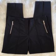 Zac & Rachel Black and Silver Straight Leg Pants with Side Zipper Design
