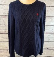 U.S. POLO ASSN. Sweater Cableknit Crewneck Navy-Large