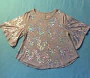 JUSTICE top butterfly sleeves, sequins, round neck NEW size 18