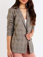 Plaid Double Breasted Blazer Jacket Size Medium