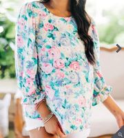 ANDREE BY UNIT floral puff sleeve blouse