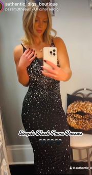 Black Sequin Maxi Prom Dress 