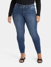 Women's Mid-Rise Skinny Jeans - Ava & Viv Dark Blue Denim 24