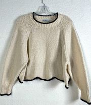 Zara Crop Sweater Scalloped Edge Size M