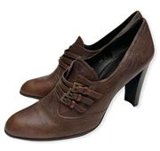 Stuart Weitzman
Walnut Brown Ramble Leather Buckled Pumps