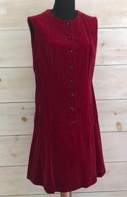 Vintage  70’s button front red velvet dress Holiday party