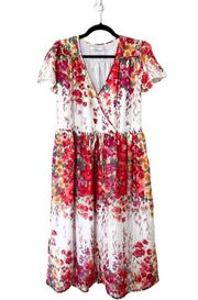 CHRISTY DAWN White Pink Yellow Watercolor Floral The Dawn Dress Maxi Sz S