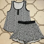 Badgley Mishka Studio black white gray leopard print short pajama lounge set