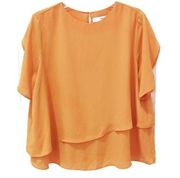 Mango MNG Basics Orange Drapey Asymmetrical Tee Halloween L