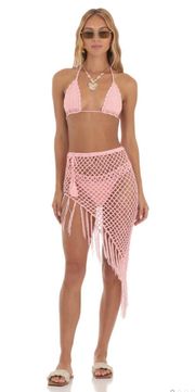 Three Piece Crochet Set In Pink