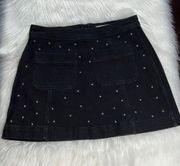 Madewell Black Denim Silver Star Studded Mini Skirt