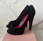 MIU MIU Black Suede Platform Heels Size 38/8