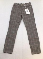 Frame Le High Skinny Crop Womens Size 25 Window Pane Plaid Trouser Pants