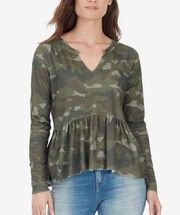 William Rast Womens Top Size Small Green Camouflage Print Bouse