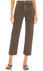 $265 NWT RE/DONE 70s ULTRA HIGH RISE STOVE PIPE WASHED CHOCO JEANS SZ 26
