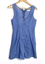 Nectar Clothing Chambray Denim Lace Top Sleeveless Dress Small ~