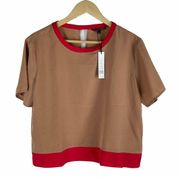 Walter Baker W118 Leilani Short Sleeve Boxy Top Camel Red Size S