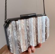 Marble Stripe pearlescent double-sided clutch