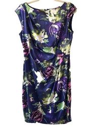 Suzi Chin For Maggy Boutique Size 10 Multicolor Silk Blend Cocktail Sheath Dress