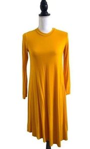 Reborn J Swing Dress Long Sleeve Oversized Tunic Mustard Gold Women’s Size Small