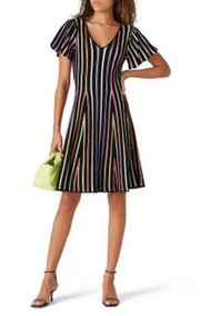 Rainbow Stripe Knit Flutter Sleeve Dress Size Small