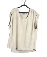 NWOT Wonderly Cap Sleeve Blouse Flowy Relaxed Fit Cream Plus Size 3X