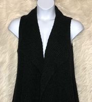 LOFT Ann Taylor Draped Open Front Knit Sleeveless Cardigan Vest XS Dark Gray