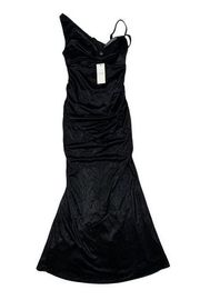 CLUB L - Galaxy Shimmer Cowl Neck Maternity Maxi Dress in Black