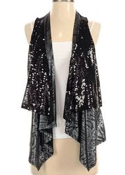 Daytrip black zebra print and sequin vest cardigan size S