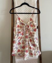 NWOT Sadie & Sage cream, red & purple floral front tie romper