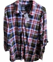 Polly & Esther Plaid Blouse