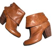 Kork Ease Cognac Roll Over Ankle Boots Size 7.5   B54